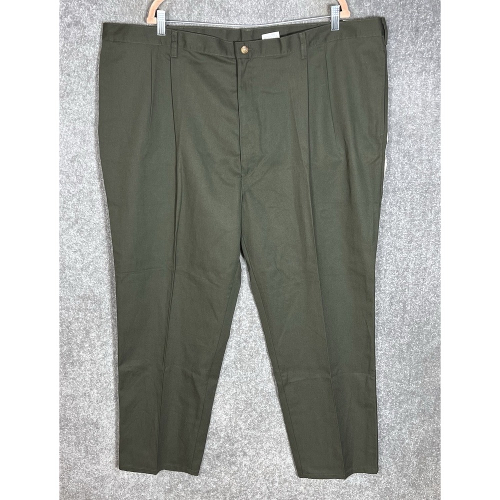 Vintage Puritan Double Pleated Chino Pants Mens Size 48x30 Timberpine Green New